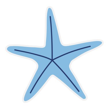 Beyaz arka planda yaz tatilini izole et. Sahilde ve yaz mevsiminde kullanılan deniz yıldızları gibi çeşitli parçalardan oluşan çıkartma..