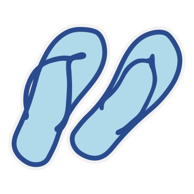 Sahilde ve yazla ilgili sandalet gibi çeşitli eşyaların yer aldığı çıkartma.