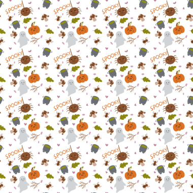 Cadılar Bayramı kusursuz. Cadılar Bayramı karakterleri ögesi, hayalet, balkabağı, yarasalar kumaş dokusu, dekorasyon, ambalaj kağıdı.