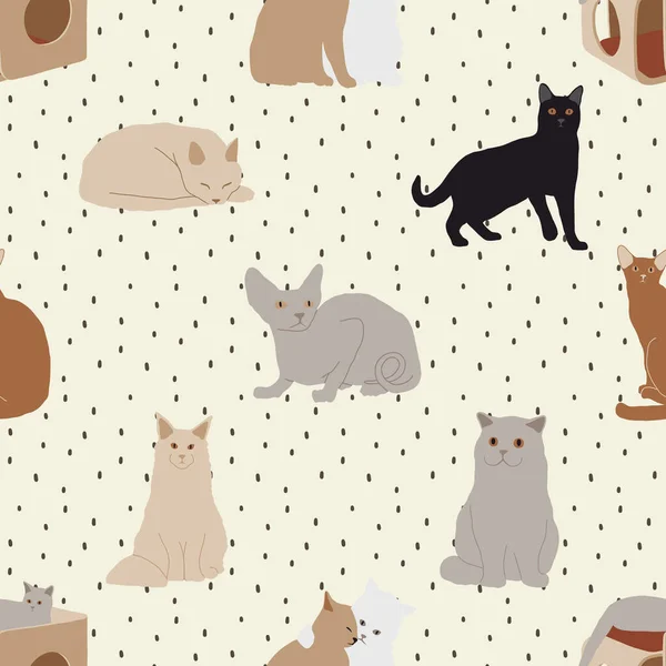 Cute Cat With Rat Seamless Pattern For Fabric Textile Wallpaper