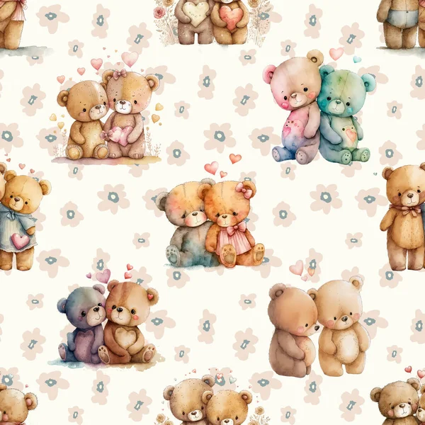 Teddy bear plush seamless pattern Royalty Free Vector Image