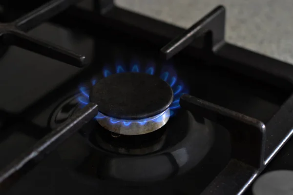 A gas stove on which the gas is turned on