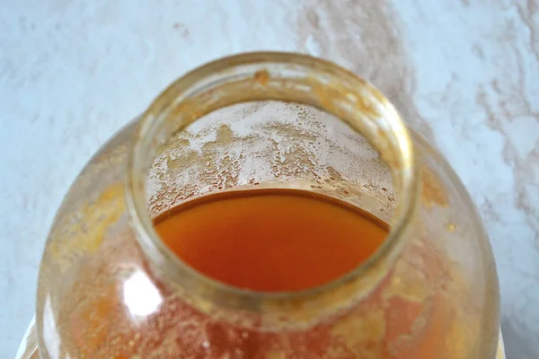 Large Jar Honey Opened — Stock Photo, Image
