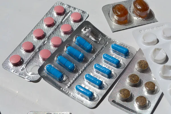 Blister Pillole Trovano Sul Tavolo — Foto Stock