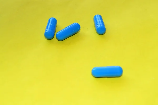 Pills Lie Yellow Background — Stock Photo, Image