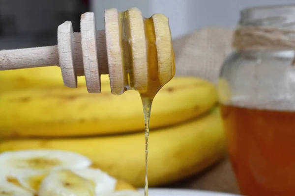 Honey Pours Stick Food — Stock Photo, Image