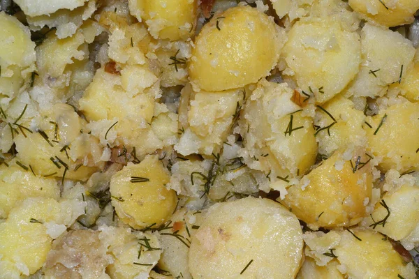 Batatas Novas Cozidas Com Endro — Fotografia de Stock