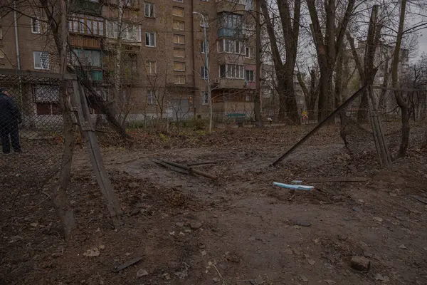 Kiew Ukraine November 2023 Mitten Hof Stürzte Eine Abgestürzte Drohne — Stockfoto