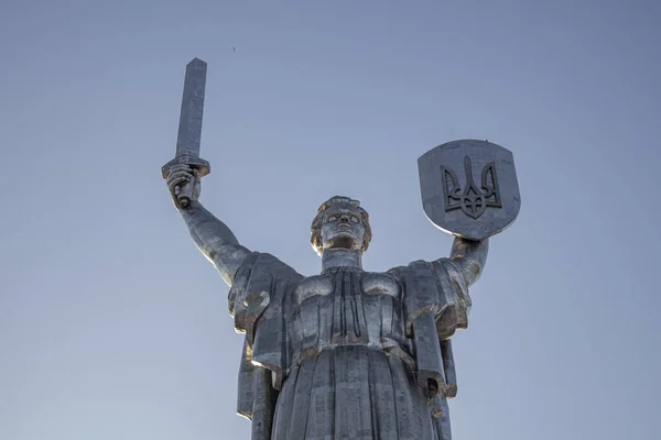 stock image Kyiv, Ukraine. November 30, 2023: Motherland monument with a trident on a shield in the city center