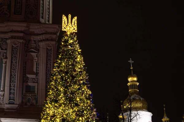 Kyiv Ukraine December 2023 Новий Рок Tree Installed Sofiivska Square Ліцензійні Стокові Фото