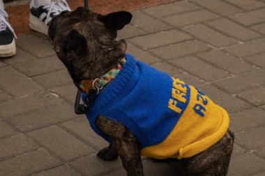 Kyiv, Ukrayna. 24 Mart 2024 'te öğleden sonra birçok akrabası ve ilgili insan, neredeyse iki yıldır Rusya' da tutsak olan savaş esirlerini desteklemek için şehir merkezinde toplandı..