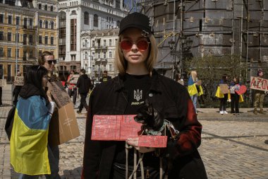 Kyiv, Ukraine. On April 7, 2024, many caring people came out in the city center to remind everyone that the Azov military has been in Russian captivity for two years. relatives and loved ones come out with posters every week.  clipart
