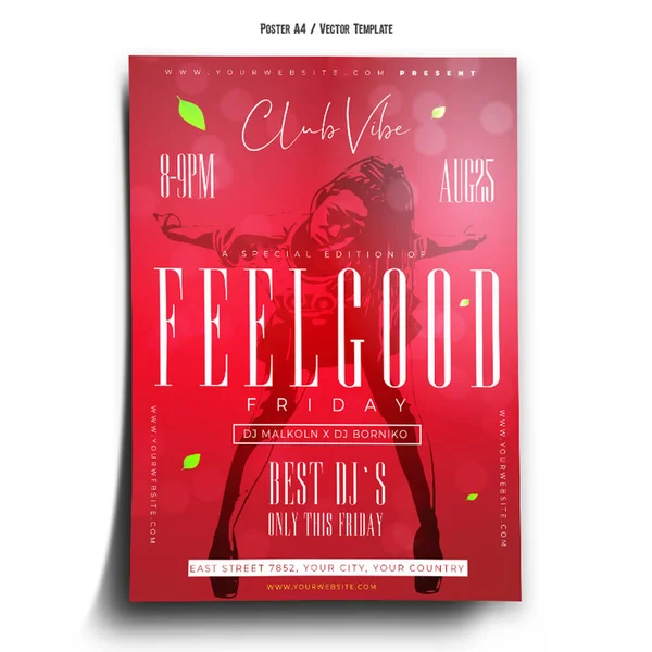Feelgood Friday Club Poster Template — стоковый вектор