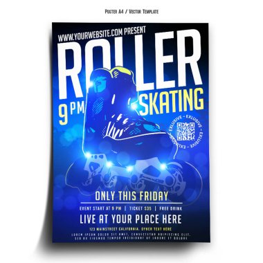 Roller Skating Party Poster Template