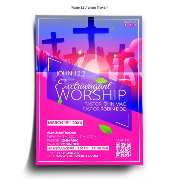 Extravaganza Adoração Igreja Poster Template —  Vetores de Stock