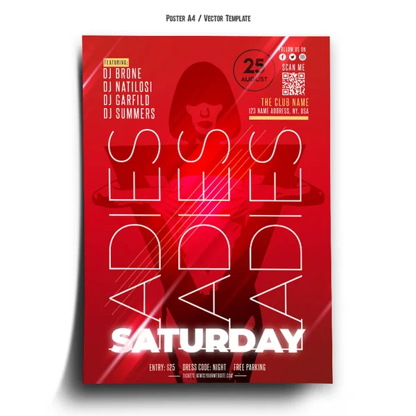 Ladies Saturday Club Poster Template — стоковый вектор