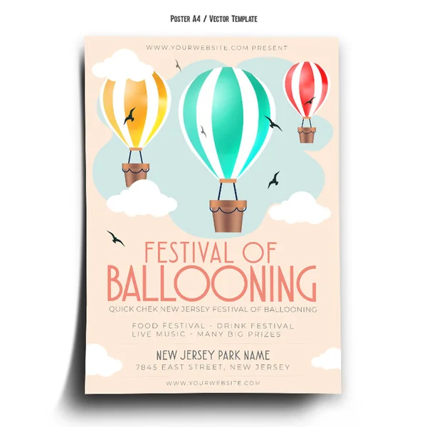 Festival Ballooning Poster Template — Stock Vector