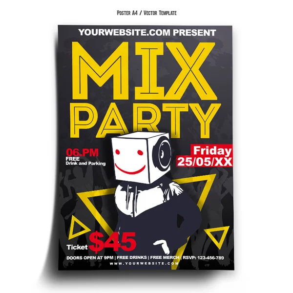 Mix Party Club Poster Template — Vettoriale Stock