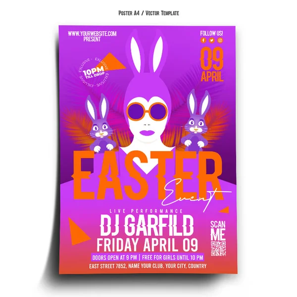 Easter Event Club Poster Template — Vettoriale Stock