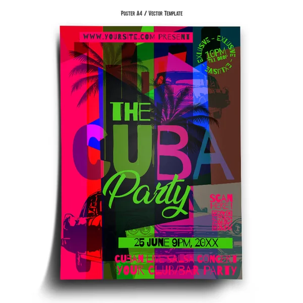 Cuba Party Poster Template — Vettoriale Stock