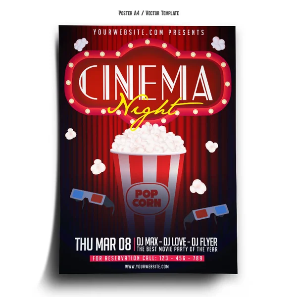 Cinema Night Poster Template — ストックベクタ