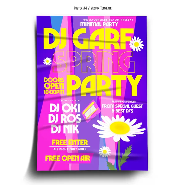 Spring Club Party Poster Template — стоковый вектор