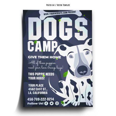 Dog Camping Poster Template clipart