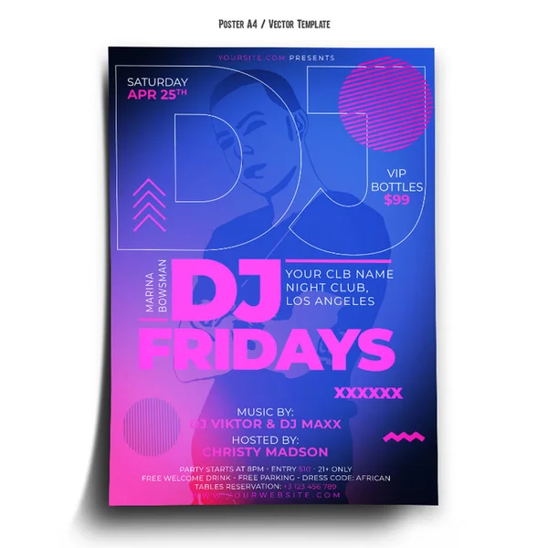 Fridays Club Poster Template — Vettoriale Stock