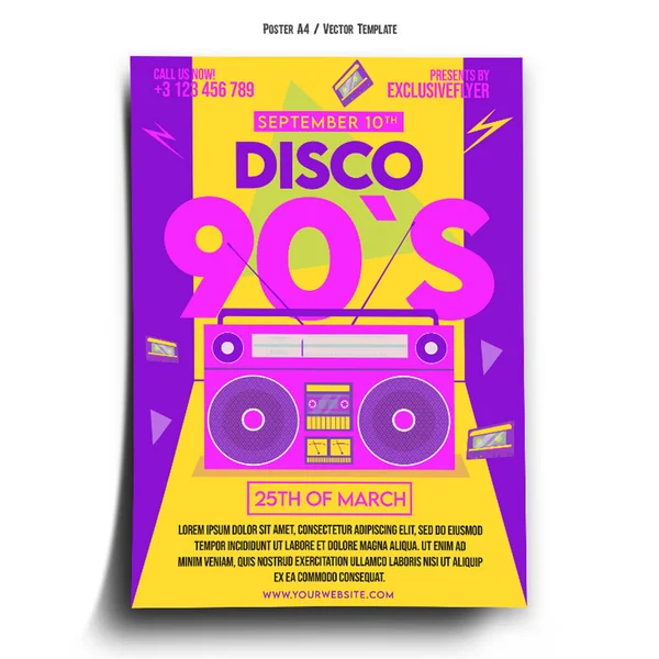 Disco 90S Poster Template — Stockový vektor