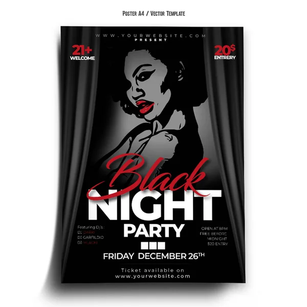 Black Night Party Poster Template — стоковый вектор
