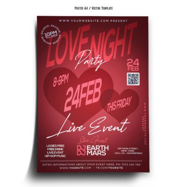 Love Night Party Event Poster Template