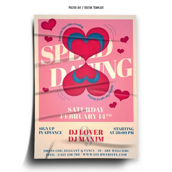 Speed Dating Affair Valentines Poster Template — Vettoriale Stock
