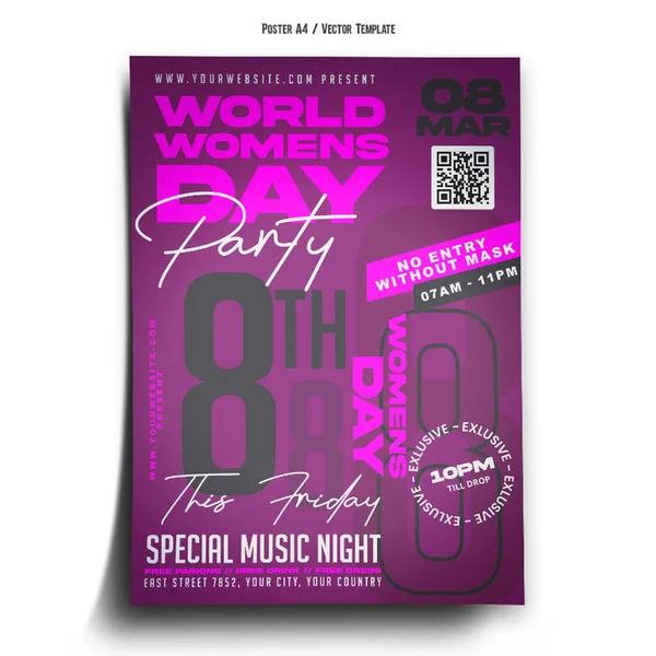 Womens Day Party Night Poster Template —  Vetores de Stock