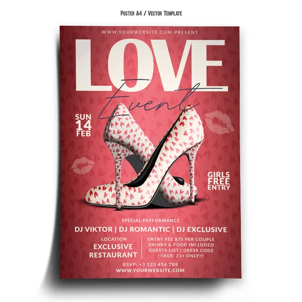 Love Event Party Poster Template — стоковый вектор