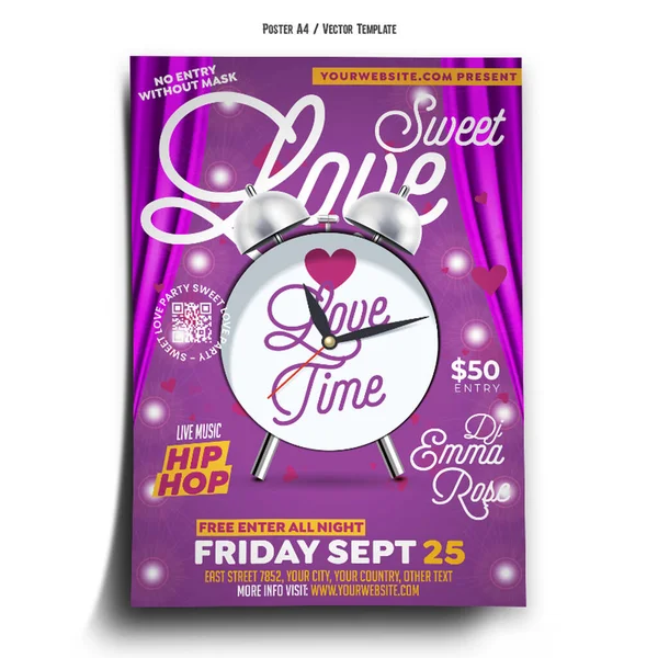 Sweet Love Party Poster Template — стоковый вектор