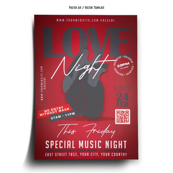 Club Love Night Party Template Poster —  Vetores de Stock