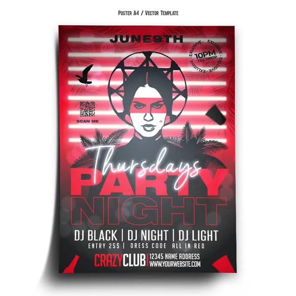 Party Night Thursdays Club Poster Template —  Vetores de Stock