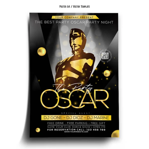 Oscar Party Night Poster Template — Stock Vector