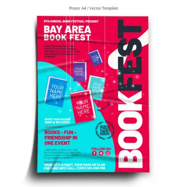 Kitap festivali afiş şablonu