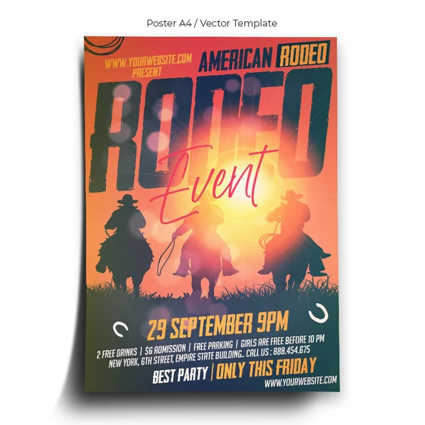 Modello Poster Rodeo Americano — Vettoriale Stock