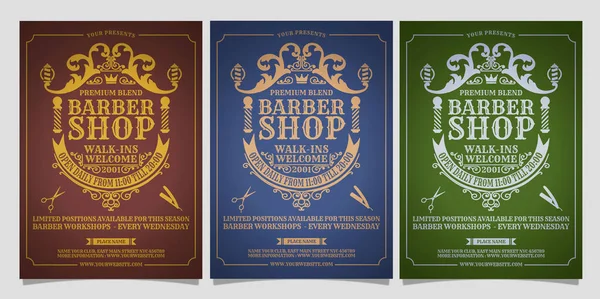 Barber Shop Set Affiches — Image vectorielle