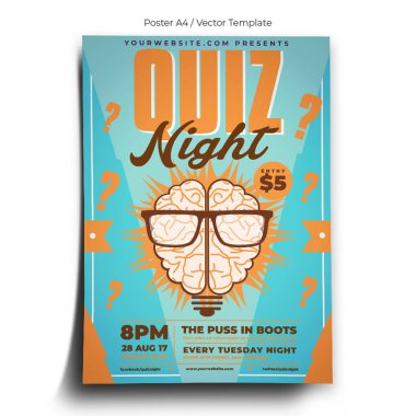 Quiz Night Party Poster Template clipart