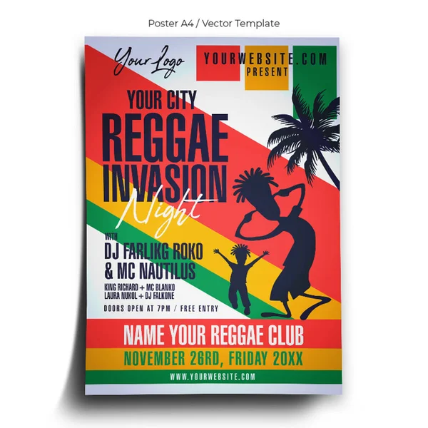stock vector Reggae Invasion Poster Template