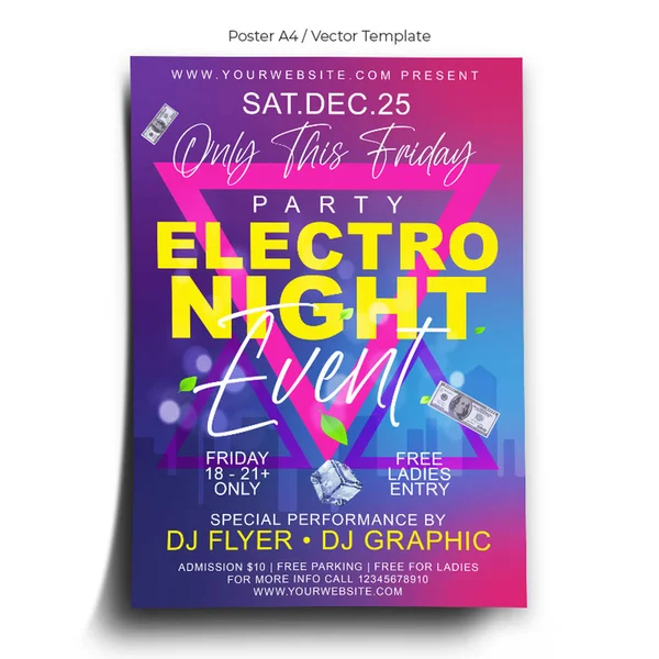 Electro Night Poster Template —  Vetores de Stock