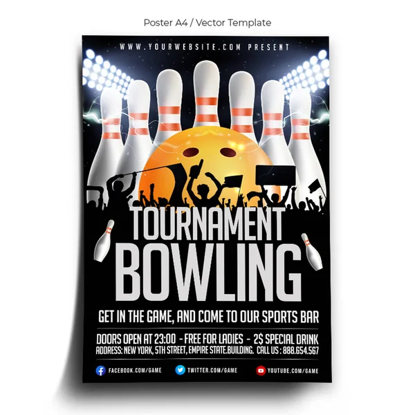 Bowling Turnuvası Poster şablonu