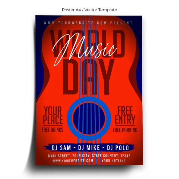 Modelo Cartaz Dia Mundial Música —  Vetores de Stock