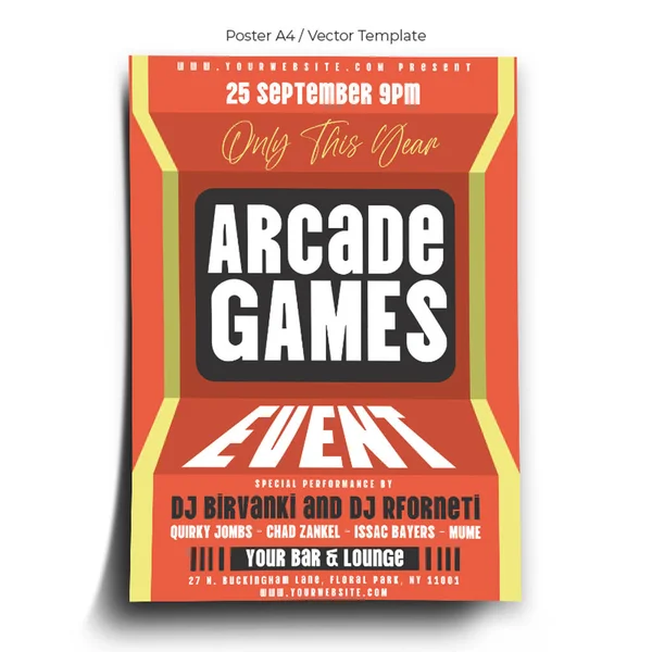 stock vector Arcade Game Event Poster Template