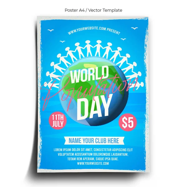 Modelo Poster Dia Mundial População —  Vetores de Stock