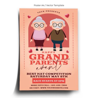 Mutlu büyükanne ve babalar Günü Poster Şablonu