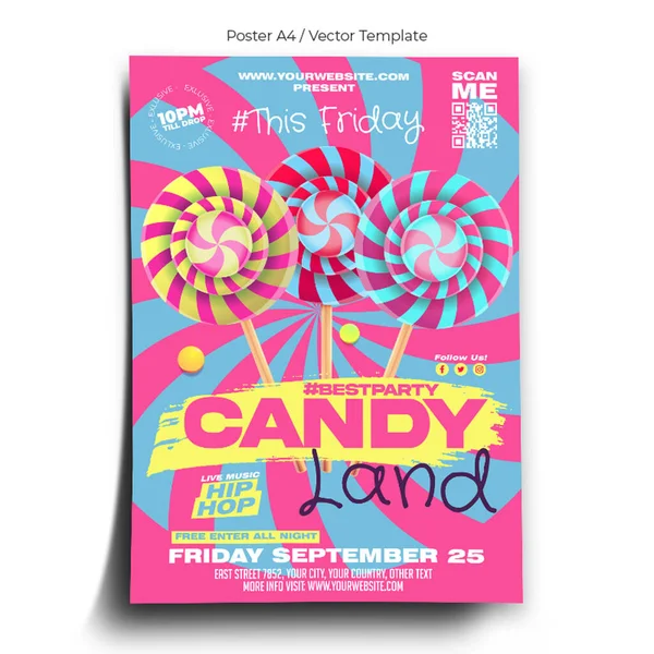 Caramelle Land Poster Template — Vettoriale Stock